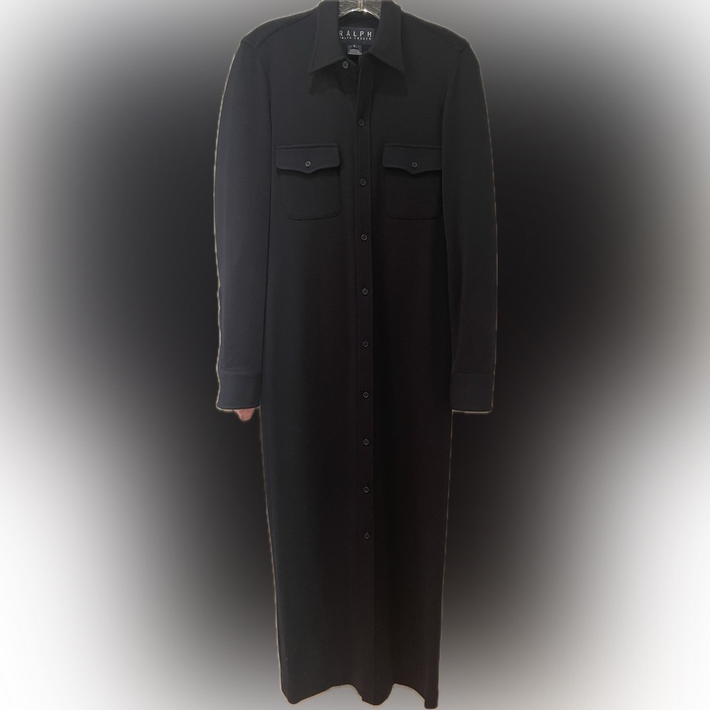 Ralph Ralph Lauren vintage navy wool shirt dress - maxi length